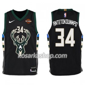 Dres Milwaukee Bucks Giannis Antetokounm 34 Nike 2017-18 Crna Swingman